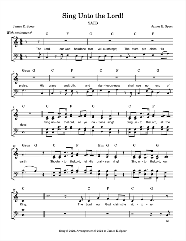 Sing Unto The Lord | SATB
